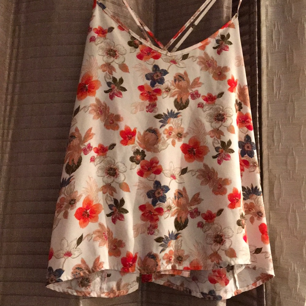Cross back floral tank top